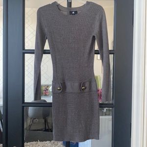 Sweater dress with brass buttons